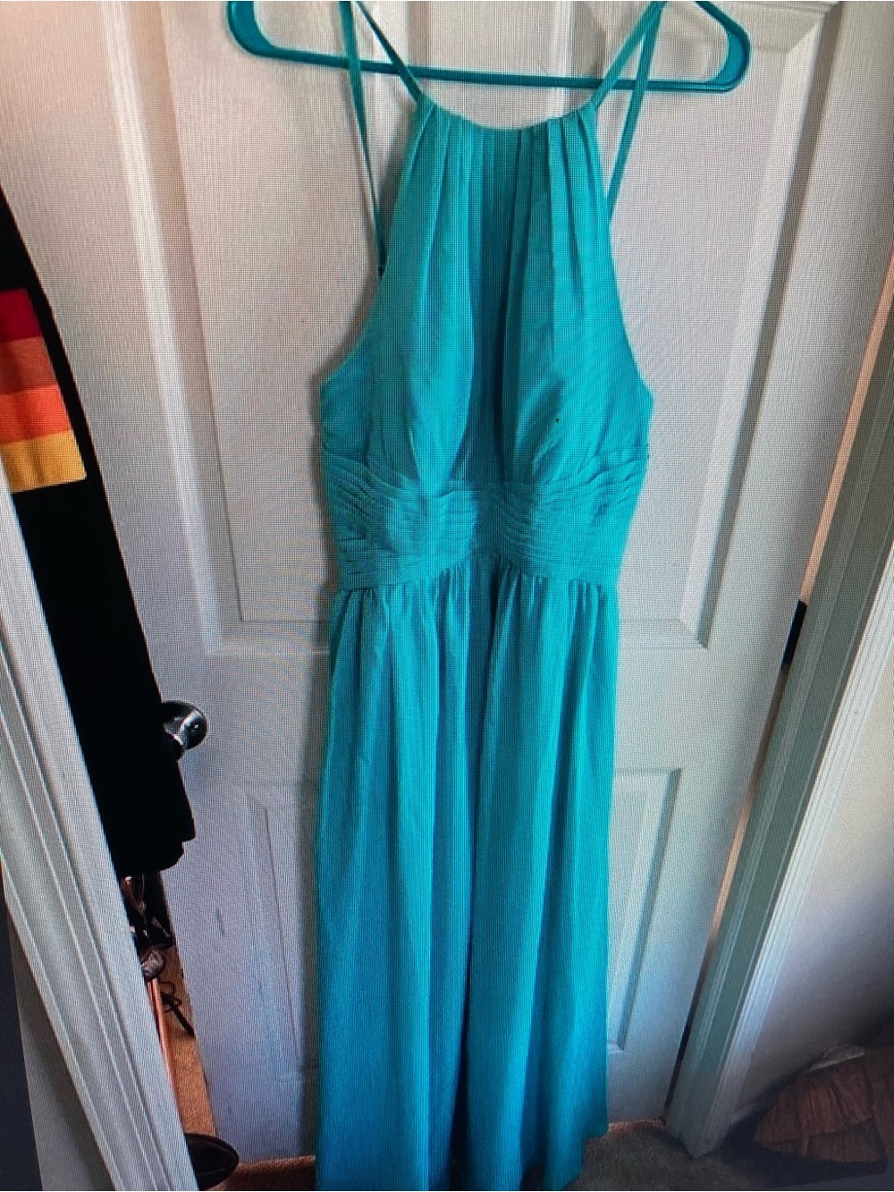 Sleeveless Teal Halter Maxi Chemise